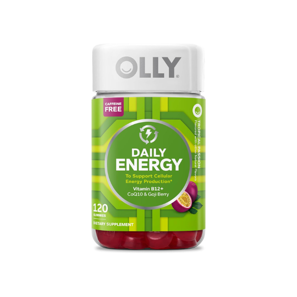 OLLY Daily Energy, Caffeine Free, 300 mcg Vitamin B12, CoQ10-120 Count