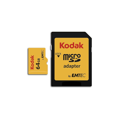 Kodak 64GB Class 10 UHS-I U1 MicroSDXC Card with Adapter 10x Write Speed