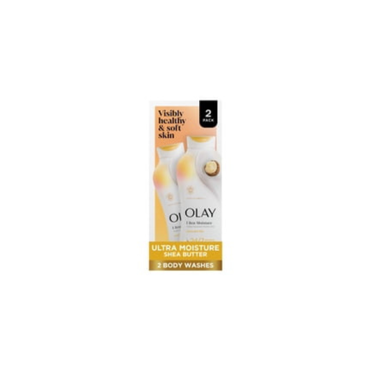 Olay Ultra Moisture Body Wash with Shea Butter, Vitamin B3 and Hyaluronic Blend, 22 fl oz, 2 Pack