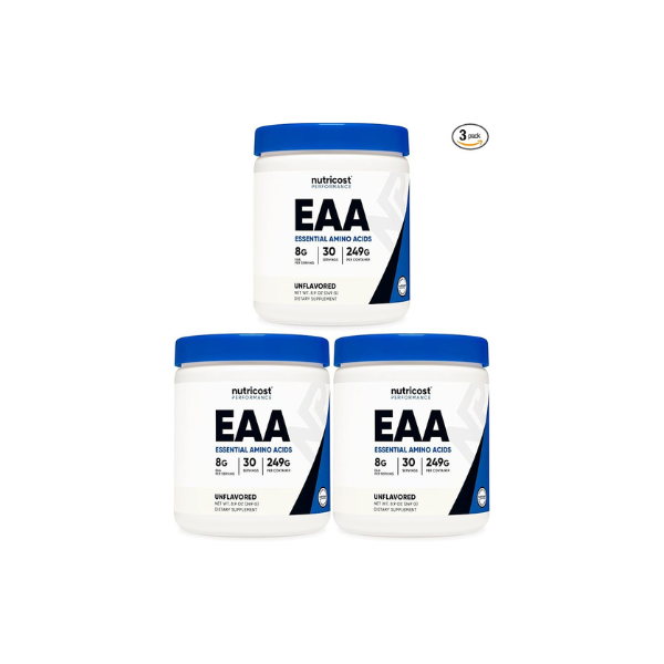Nutricost EAA Powder 30 Servings (Unflavored) - Essential Amino Acids - Non-GMO, Gluten Free, Vegetarian Friendly (Pack of 3)