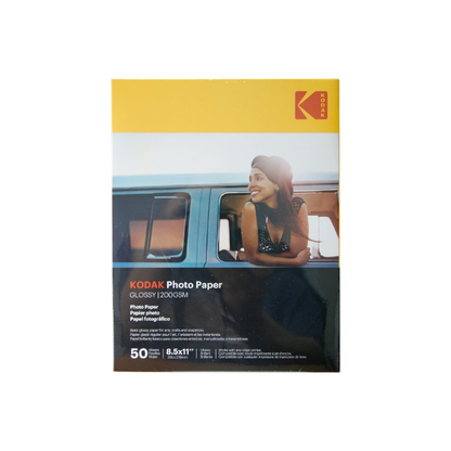 KODAK Photo Paper Gloss 8.5"x11", 50 count, 48lb-180g/m2 weight, 6.5 mil thickness (41182-3510-188)
