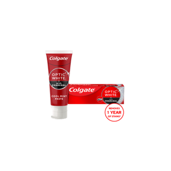 (3 pack) Colgate Optic White with Charcoal Teeth Whitening Toothpaste, Anticavity Toothpaste with Fluoride, Cool Mint Flavor, 3.8 oz
