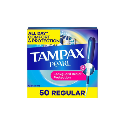 Tampax Pearl Tampons with LeakGuard Braid, Regular Absorbency, 50 Count