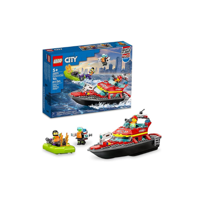 LEGO City Fire Rescue Boat Building Set - Floatable Boat Toy for Boys & Girls, Ages 5+ - Kids Pretend Play Toy for Preschool - Gift for Birthdays - 60373