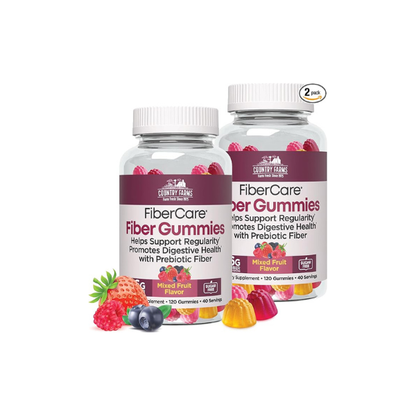 Country Farms Fiber Care Prebiotic Gummies, 6g of Fiber Per Serving, FOS from Beets, Digestive Health, Supports Regularity, Mixed Fruit Flavor