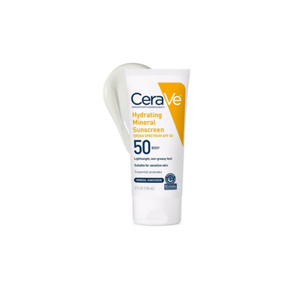 (2 pack) CeraVe Hydrating Mineral Sunscreen SPF 50 for Sensitive Skin, Kids & Adults Body Lotion 5 fl oz