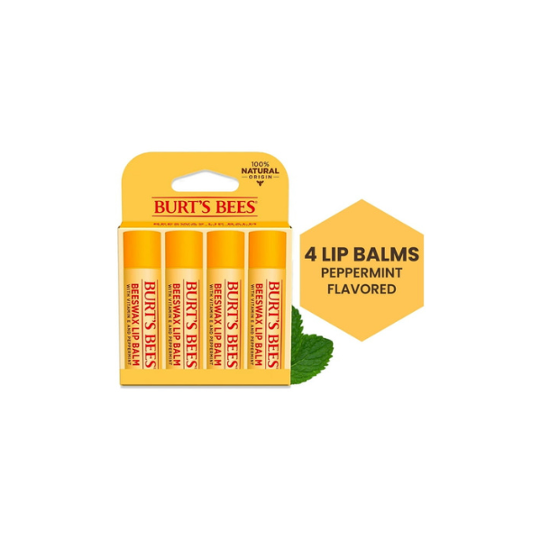 Burts Bees 100% Natural Origin Moisturizing Lip Balm, Original Beeswax, 4 Tubes