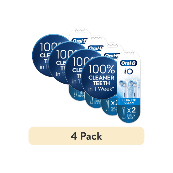 (4 pack) Oral-B Toothbrush Heads, iO Ultimate Clean Replacement Brush Heads, White, 2 count