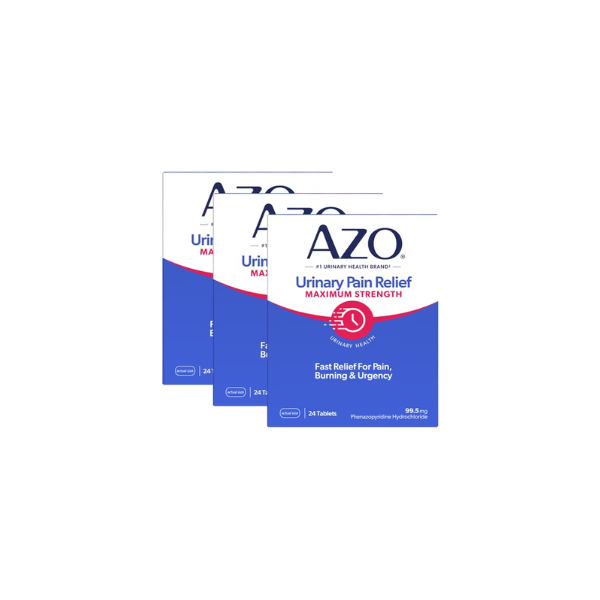 (3 pack) AZO Urinary Pain Relief Maximum Strength Tablets, Promotes Fast Relief for UTI Pain & Burning, FSA/HSA Eligible, 24 Count