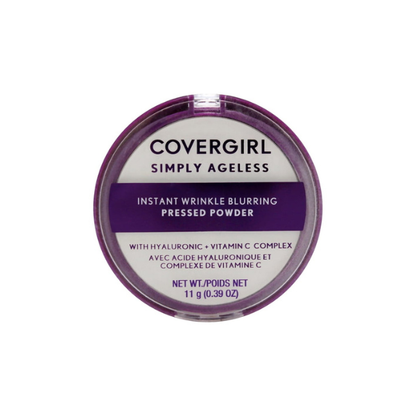 COVERGIRL Simply Ageless Wrinkle Defying Pressed Powder, 100 Translucent, 3.9 oz, Pressed Powder, Face Powder, Oil Free Loose Powder, Full Coverage Powder, Hydrating Formula, Cruelty-Free