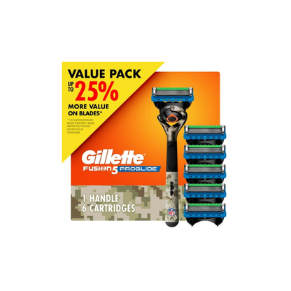 Gillette Fusion5 ProGlide Shaving Razor for Men, Salute to Service Edition, 1 Handle, 6 Blade Refills