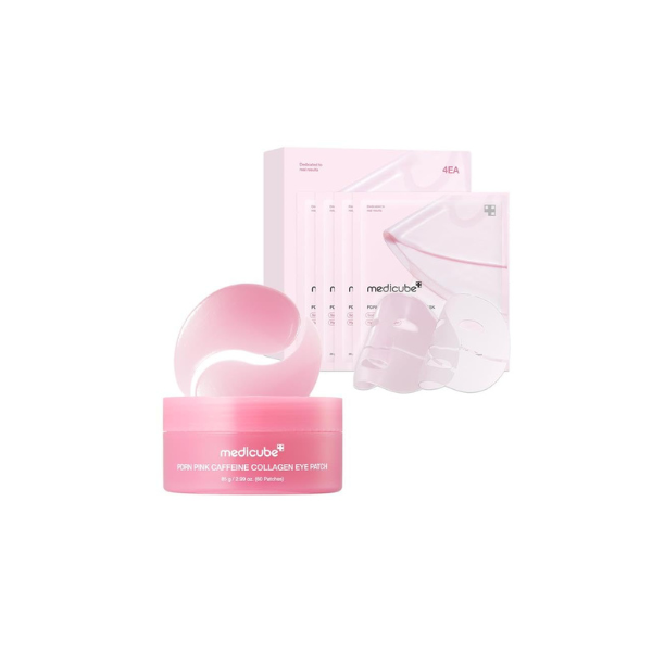 medicube Ultimate Glass Glow Eye & Mask Night Duo: PDRN Caffeine Collagen Eye Patch & Salmon DNA Jelly Mask | Dark Circle Care, Firming & Overnight Radiance Set, Korean Skincare, Gifts for Women