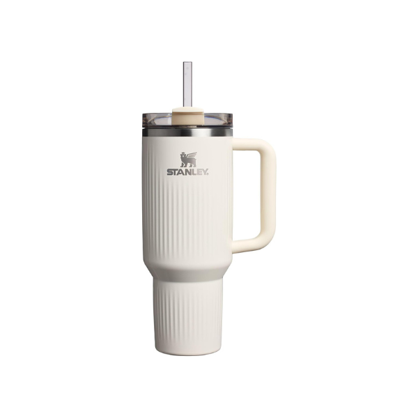 STANLEY Quencher H2.0 Tumbler with Handle and Straw 40 oz | Flowstate 3-Position Lid | Cup Holder Compatible for Travel | Insulated Stainless Steel Cup | BPA-Free | Fluted Cream Gloss