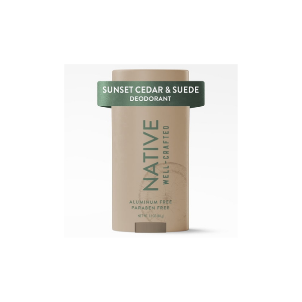 Native Aluminum Free Deodorant for Men, Sunset Cedar & Suede, Well-Crafted, 3.1 oz