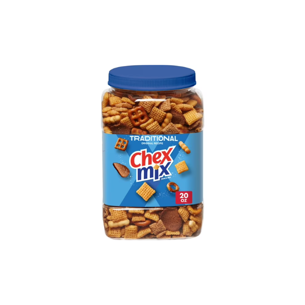 Chex Mix Traditional Original Recipe Snack Mix, Salty Snacks Tub, 20 oz