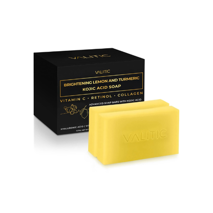 VALITIC Brightening Lemon Turmeric Kojic Acid Soap for Dark Spots, 2 Pack