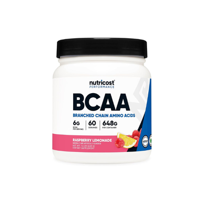 Nutricost BCAA Powder (Raspberry Lemonade) 60 Servings, Optimal 2:1:1 Ratio
