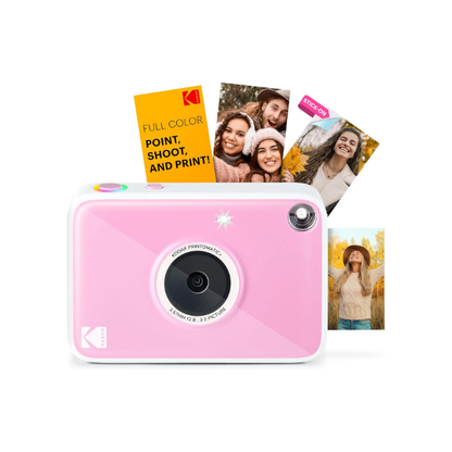 Kodak Printomatic+ Instant Print Digital Camera (Pink) 10MP Portable Camera with Interactive RGB LED Status Indicator, Prints Full-Color Photos on Zink 2x3” Sticky-Backed Photo Paper - Easy & Fun