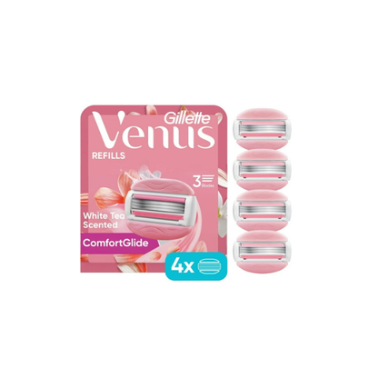 Venus Womens Razor Blade Refills, ComfortGlide 3 White Tea, 4 Count