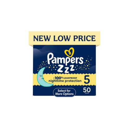 Pampers Swaddlers Overnight Zzz Baby Diapers Size 5, 50 Count (Select for More Options)
