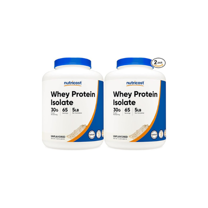 Nutricost Whey Protein Isolate (Unflavored) 5LBS (Pack of 2)