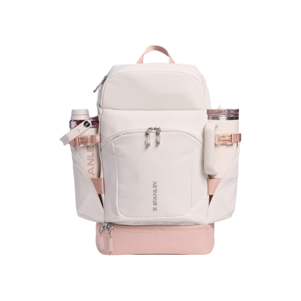 STANLEY Vitalize Backpack | Gym, Work & Travel Bag with Laptop Sleeve | Expandable Bottom Compartment | Tumbler & Water Bottle Pockets | Durable Recycled Fabric | Rose Quartz