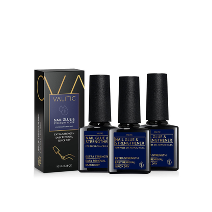 VALITIC Strong Nail Glue and Strengthener for Press Ons, 3 Pack