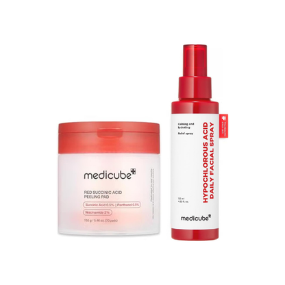 medicube Swipe & Spray Red Duo - Red Succinic Pad & Power Soothing Spray