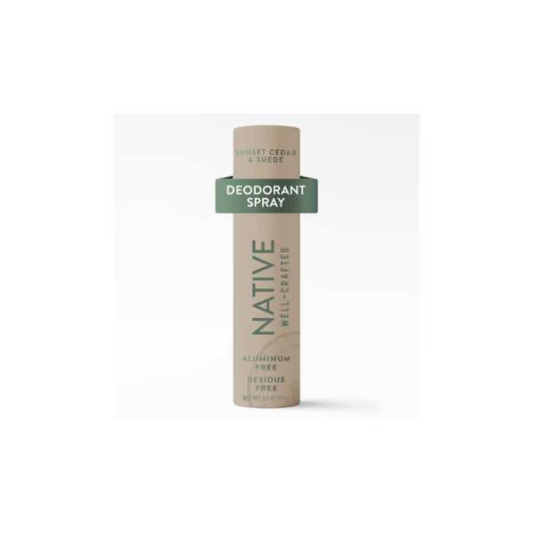 Native Aluminum Free Spray Deodorant for Men, Sunset Cedar & Suede, Well-Crafted, 3.5 oz
