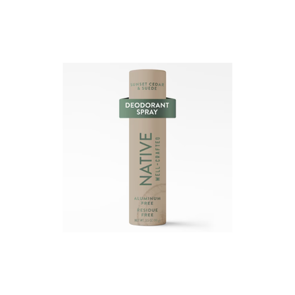 Native Aluminum Free Spray Deodorant for Men, Sunset Cedar & Suede, Well-Crafted, 3.5 oz