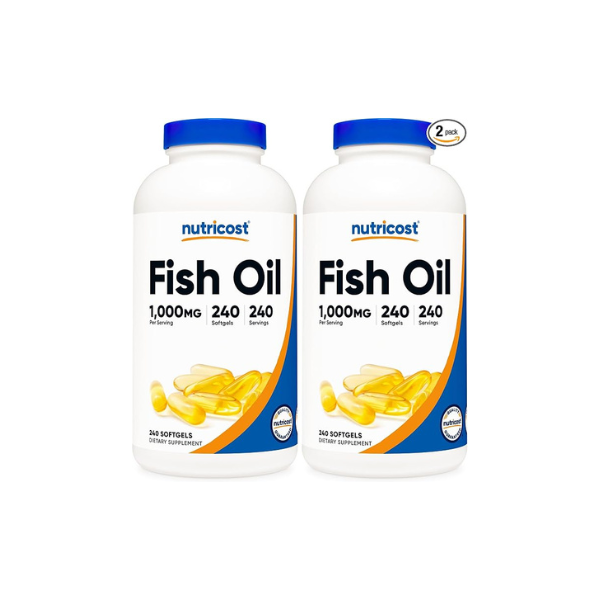 Nutricost Fish Oil Omega 3 Softgels with EPA & DHA (1000mg of Fish Oil, 560mg of Omega-3), 240 Softgels, Non-GMO, Gluten Free. (Pack of 2)