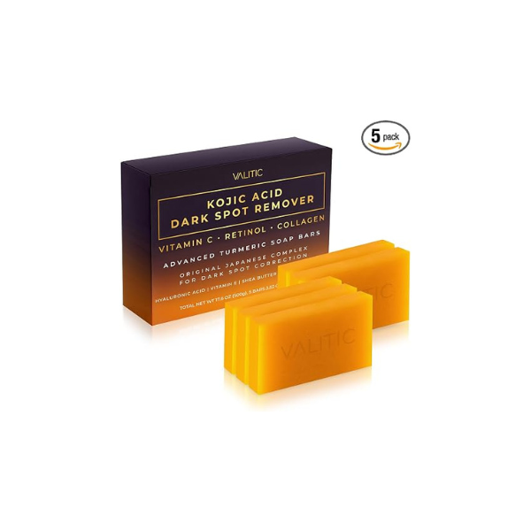 VALITIC Kojic Acid Dark Spot Remover Soap Bars, Turmeric Bar Soaps 5 Pack