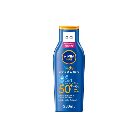 NIVEA Kids Protect and Care Lotion 200 ml / 6.76 fl oz, Sun Gentle Daily Outdoor Care for Children, Water Resistant Formula, Lightweight Easy Application, Family Travel Size Bottle