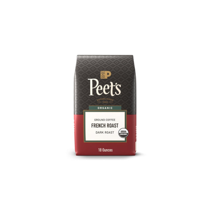 Peet's Coffee Organic French Roast Premium Dark Roast Ground Coffee, Arabica, 18 oz