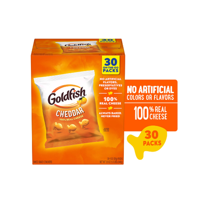 Goldfish Cheddar Crackers, Snack Pack, 1 oz, 30 Count Multi-Pack Box