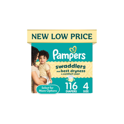 Pampers Swaddlers Fragrance Free Baby Diapers Size 4, 116 Count (Select for More Options)