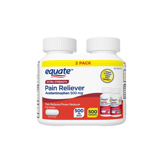 Equate Extra Strength Acetaminophen Pain Reliver Caplets, 500 mg, 250 Count, 2 Pack