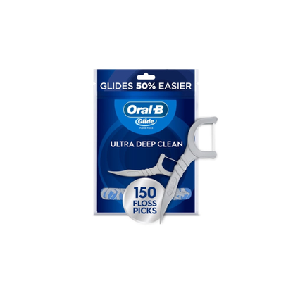 Oral-B Floss, Glide Ultra Deep Clean Floss Picks, Removes Food and Plaque, Cool Mint Flavor, 150 Floss Picks