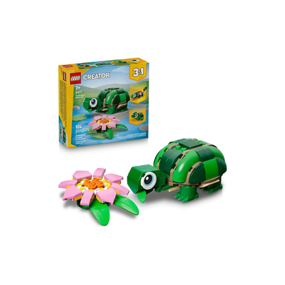 LEGO Creator 3 in 1 Turtle with a Water Lily Flower Building Toy for Girls & Boys - Kids Build a Chameleon, Frog, or Turtle Toy Figure - Gift Idea for Animal Lovers, Ages 7+ - 31377