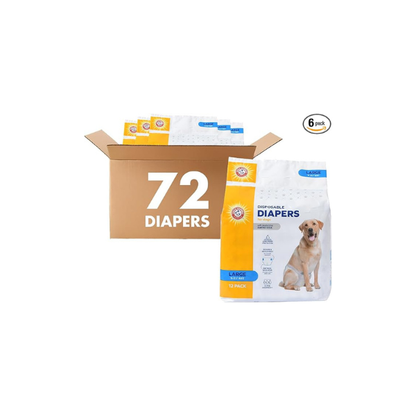 Arm & Hammer - Female Dog Diapers, Disposable, Large, 6 x 12 Count