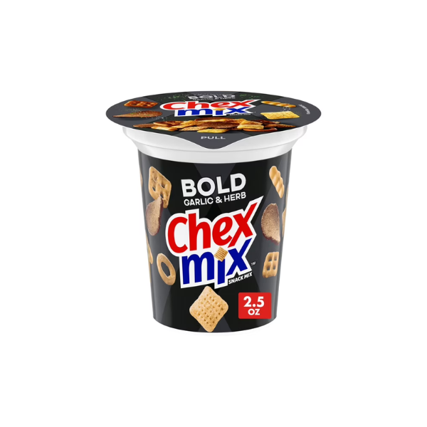 Chex Mix Bold Garlic and Herb Snack Mix, Snack Cup, 2.5 oz