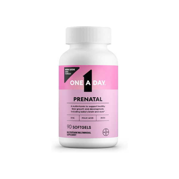 One A Day Prenatal Vitamins- Folic Acid, Iron, Omega- 3 (DHA), Pregnancy Vitamins for Women, Prenatal Multivitamin for Mom and Baby Support, Pregnancy Must Haves 90 Ct (Packaging May Vary)