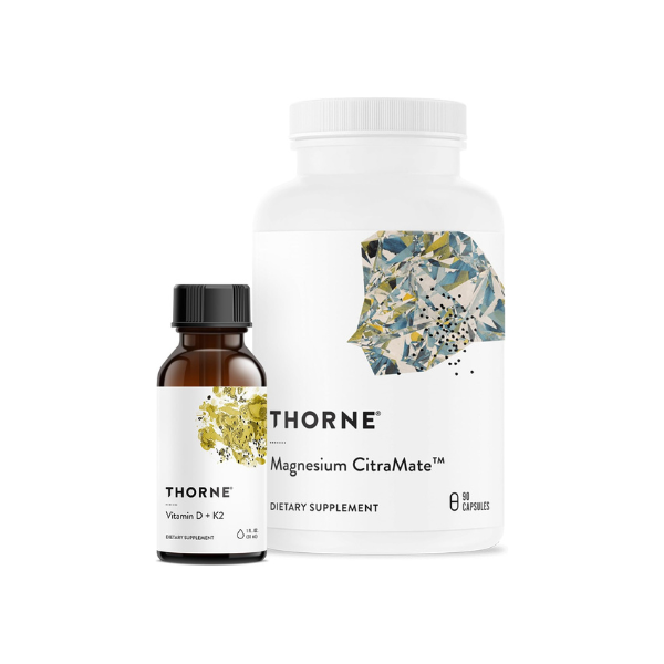 THORNE - Wellness Bundle - Bone, Muscle, Heart, and Lung Health - Vitamin D + K2 Liquid & Magnesium CitraMate
