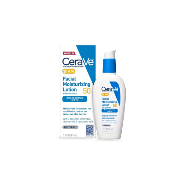 (2 pack) CeraVe AM Niacinamide Broad Spectrum SPF 50 Facial Moisturizer for Normal to Oily Skin, 3 fl oz