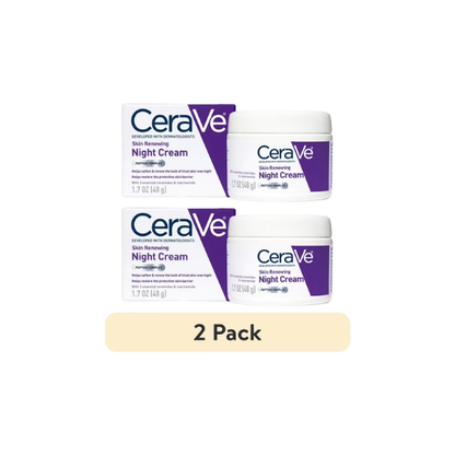 (2 pack) CeraVe Moisturizer Skin Renewing Night Face Cream with Peptides & Hyaluronic Acid for All Skin Types 1.7 oz