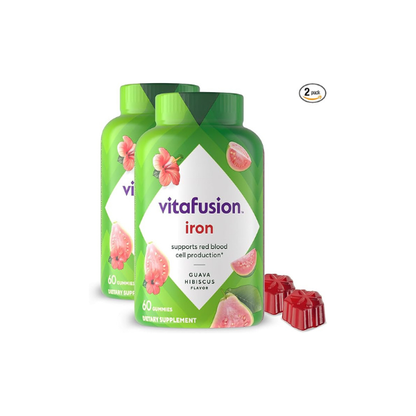 Vitafusion Iron Gummy Vitamin Supplement,Supports Red Blood Cell Production*,Guava Hibiscus Flavor,30 Servings,60 Count (Pack of 2)