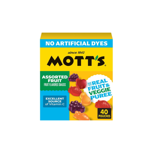 Mott's Gluten Free Assorted Fruit Flavored Snacks, Made with Real Fruit Puree (40 Pack)