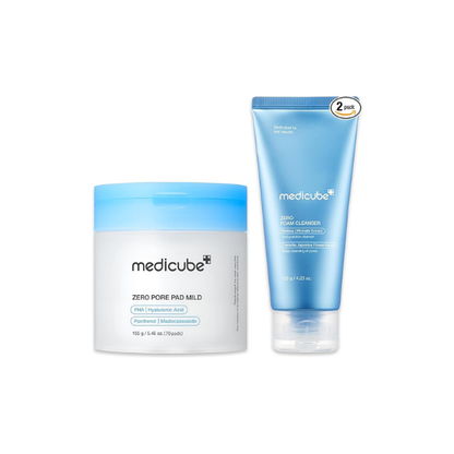 medicube Cleanse & Swipe Duo for Delicate Skin, Zero Pore Pad Mild & Zero Foam Cleanser