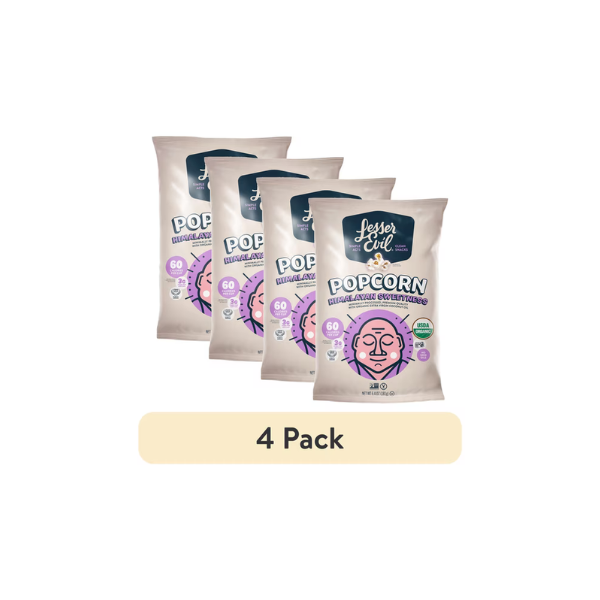(4 pack) LesserEvil Himalayan Sweetness Organic Popcorn, 6.4 oz