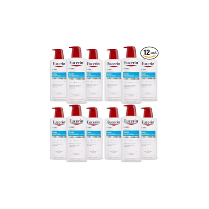Eucerin Daily Hydration Body Lotion for Dry Skin, Unscented Body Moisturizer with Sunflower Oil and Pro-Vitamin B5, 16.9 Fl Oz Bottle (Pack of 12)